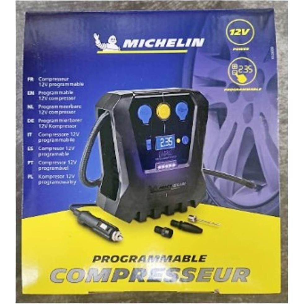 Michelin 12 V Kompressor, Luftkompressor mit programmierbarer Druckeinstellung und 16 l Tankvolumen, inklusive Adapter für Spielzeug, Ball und Fahrrad