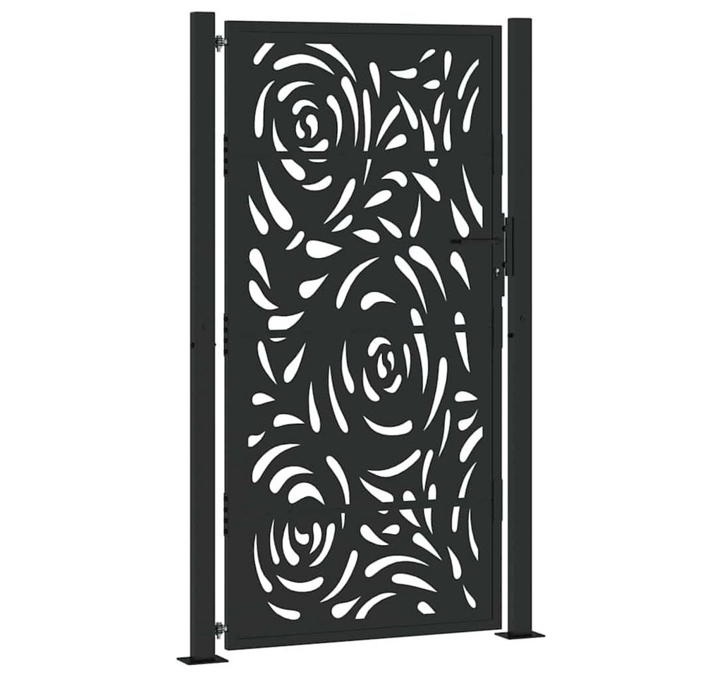 "vidaXL Gartentor Schwarz 105x180 cm Stahl Flammen-Design Abschließbar"