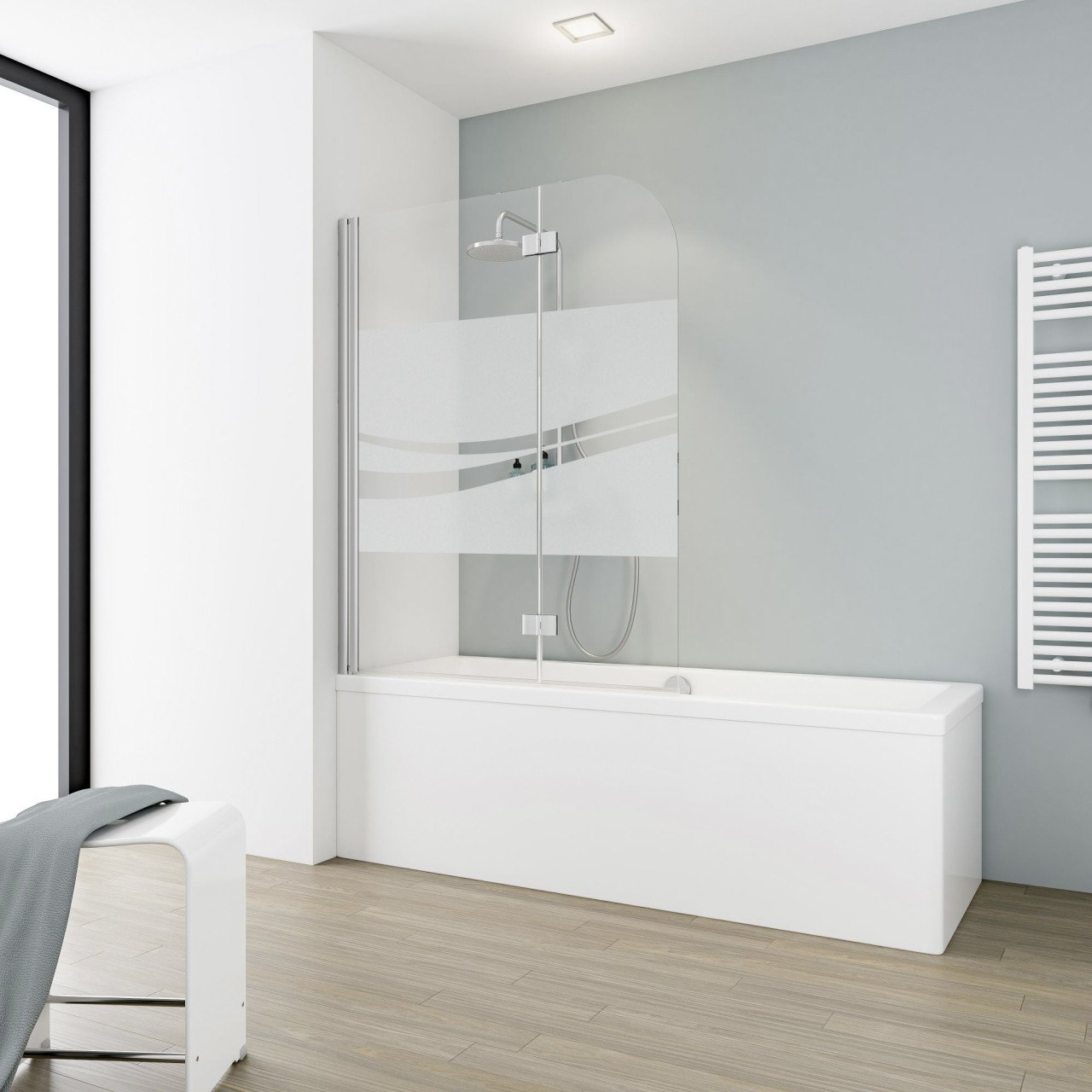 Schulte Badewannenaufsatz EP3353 2-tlg. 112 x 140 cm, chromoptik, beidseitig schwenkbar