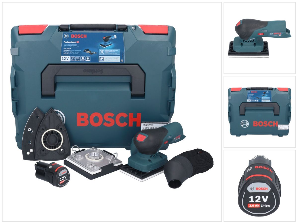 Bosch GSS 12V-13 Professional Akku Schwingschleifer 12 V + 1x Akku 3 Ah + L-BOXX - ohne Ladegerät