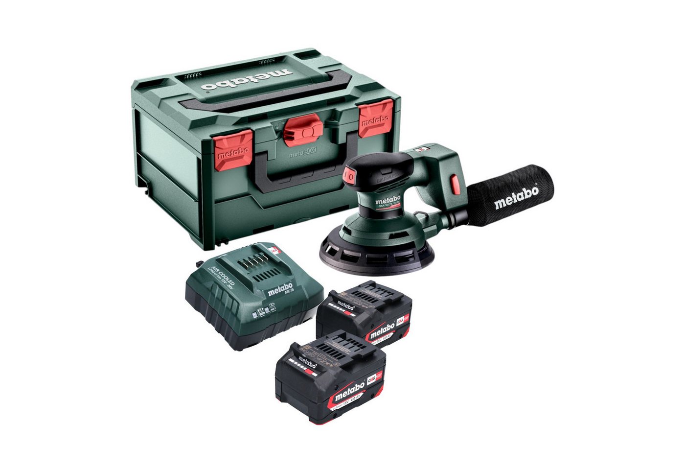 Metabo SXA 18 LTX 150 BL, Akku Exzenterschleifer 18V 150mm mit 2x 4,0Ah Akku, Ladegerät und metaBOX