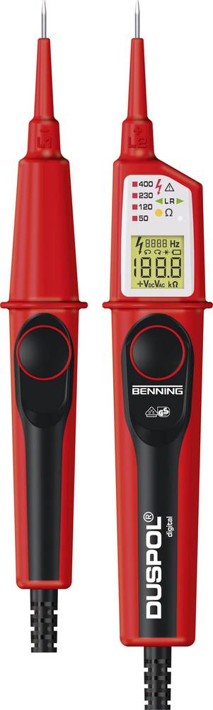 Benning DUSPOL digital Spannungsprüfer, TRUE RMS, kalibriert (ISO), CAT III 1000 V, CAT IV 600 V, LCD