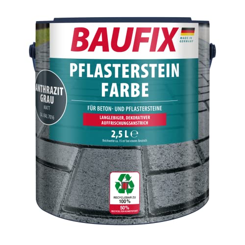BAUFIX Pflasterstein Farbe anthrazitgrau, matt, 2.5 Liter, Beton- und Bodenfarbe, mit gute Haftung, für Beton/Pflastersteine, langer Witterungsschutz