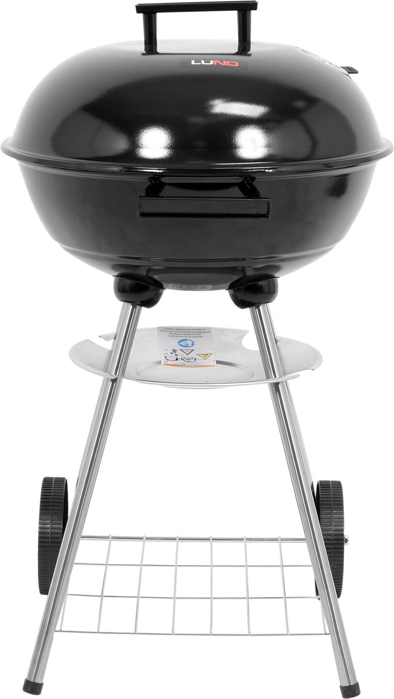 LUND Holzkohlegrill 41 cm, Kugelgrill mit Deckel, Campinggrill in Schwarz