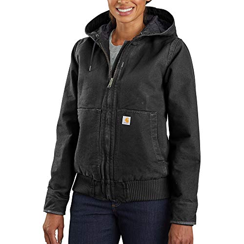 Carhartt WASHED DUCK ACTIVE JACKET, leichte Wärmedämmende Arbeitsjacke aus 100% Baumwolle, schwarz
