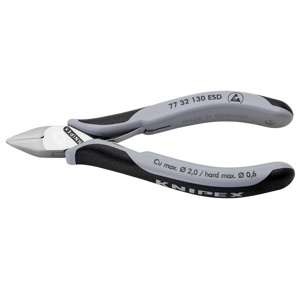 Knipex 77 32 130 ESD, Elektronik-Seitenschneider 130 mm mit lasergehärteten Schneiden und ergonomischem Design