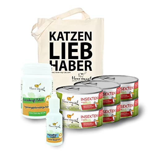 I Love My Cat Augenpflege-Sparset für Katzen mit Futtermittelallergie Hypoallergene Katzennahrung 100 g x 6 Schonende Pflege für tränende Katzenaugen 30 ml Unterstützung für die Nieren 35 g