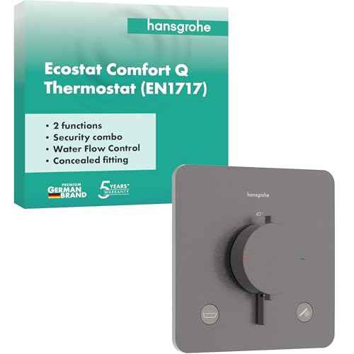 hansgrohe Ecostat Comfort Q Duschthermostat Unterputz, Sicherheitssperre (SafetyStop) bei 40° C, für 2 Verbraucher, Brushed Black Chrome, 33717340