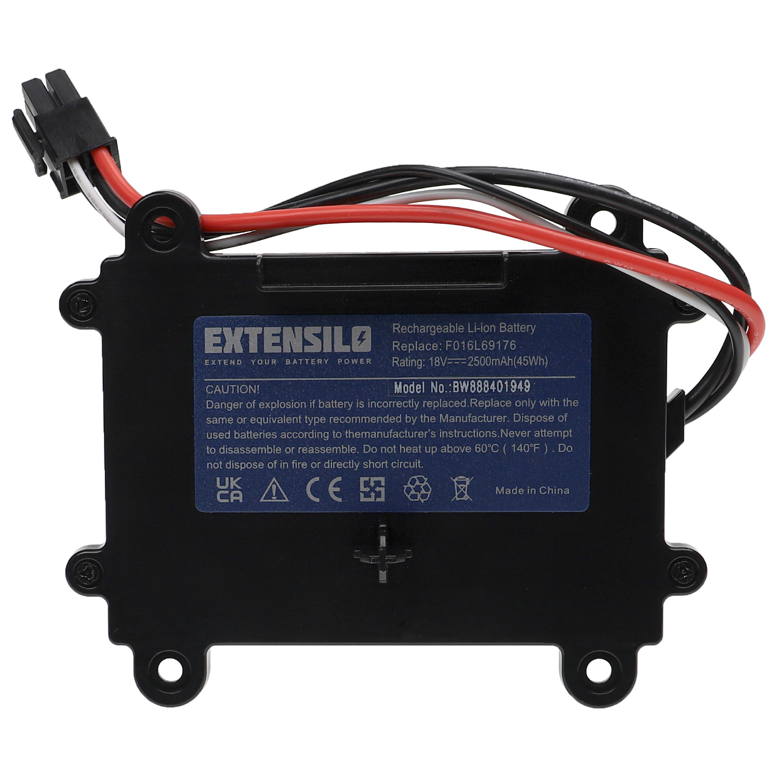 EXTENSILO Akku Ersatz für Bosch F 016 104 898, F016104898, F016L69176 für Rasenroboter Rasenmäher (2500mAh, 18V, Li-Ion)
