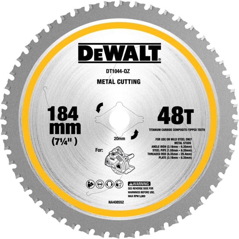 Dewalt Metall-Kreissägeblatt 184/20mm, 48 Zähne, kompatibel mit DCS383 18V XR Akku-Metallhandkreissäge