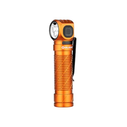 OLIGHT Perun 3 Taschenlampe, 3000 Lumen, 5 Modi, weiße und rote LED, elastisches Kopfband, Orange