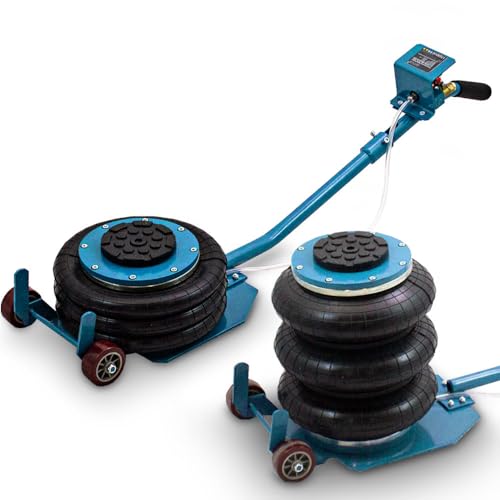 Bituxx 3T Pneumatischer Wagenheber MS-17230, Druckluftwagenheber mit 40 cm Hubhöhe, 3000 kg Traglast, 2 Rollen, gummierte Auflage