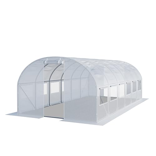 TOOLPORT Foliengewächshaus Gewächshaus 3x6m stabil & langlebig mit Fenster - reißfeste PE Plane 180g/m² weiß transparent