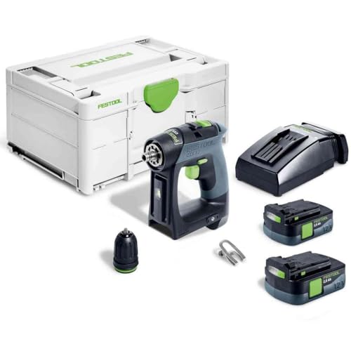 Festool Akku-Bohrschrauber CXS 12 2,5-Plus 576864 (Bohrschrauber Holzbohrer Stahlbohrer Bohrer Werkstatt) Farbe: Grau/Grün/Akkuspannung: 10,8 V/Gänge: 2