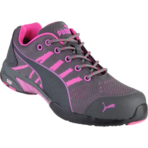 PUMA Safety Celerity Knit Pink WNS Low, S1 Sicherheitsschuh für Damen mit Stahlkappe, hitzebeständiger Gummisohle und dämpfendem Fußbett