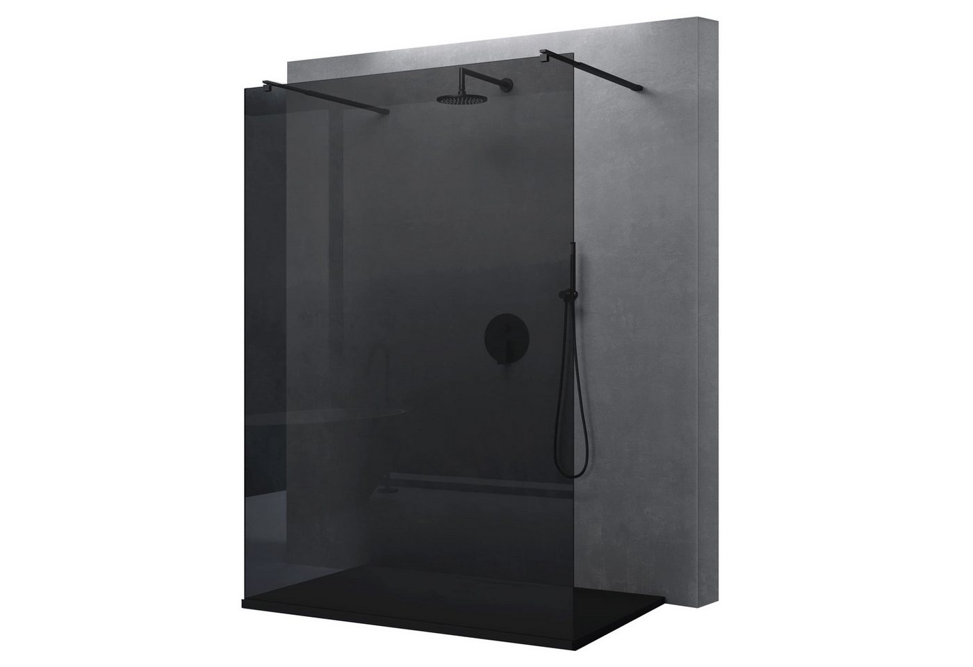 doporro Walk-in-Dusche Duschwand für Dusche schwarz Profil Nano Glas, Einscheibensicherheitsglas, inkl. NANO-Beschichtung