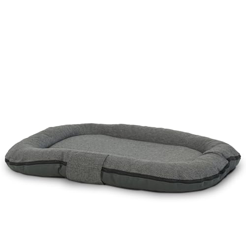 Sleezzz Petzzz Hundebett, 80 x 55 x 10 cm, Wendekissen mit Kunstleder und Webstoff, Anthrazit, Größe M