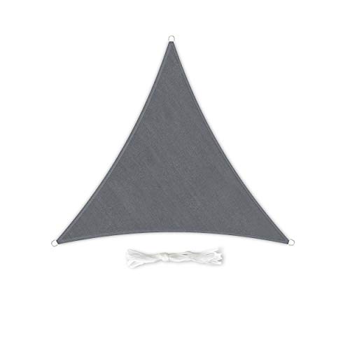 Hometex Premium Textiles Sonnensegel 3×3×3m Dreieckig inkl. Befestigungseile | Dunkelgrau | Sonnenschutz ideal für Garten, Terrasse, Balkon, Camping | Windabweisender Schattenspender