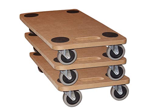 BigDean 3x Möbelroller Transportroller, 250kg Traglast, MDF Rollbrett mit 4 Antirutsch-Punkten und robusten Gummi-Rädern
