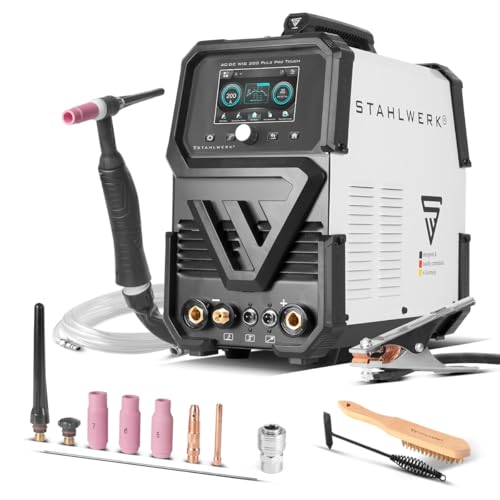 STAHLWERK AC/DC WIG 200 Puls Pro Touch, Schutzgas Schweißgerät mit 5-200 A und 3m Profi WIG-Schweissbrenner