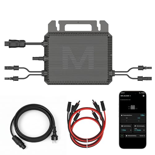 MARSTEK Mikro-Wechselrichter MST-MI0800, 800 W, IP67 wetterfest, Plug&Play, 2 MPPT, Bluetooth WiFi, inkl. 5m Anschlusskabel und 4x 1m Verlängerungen