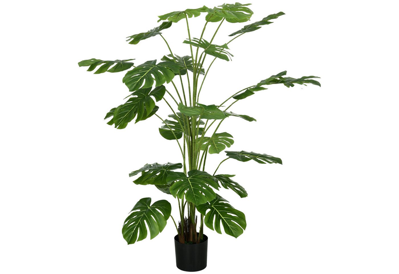 HOMCOM Kunstpflanze Monstera Deliciosa, 180 cm, 24 Zweige, Deko für Indoor, Grün