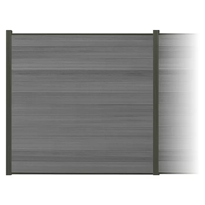 Elephant Steckzaun Cora Line, Sichtschutzzaun für 4 Zaunfelder (740 x 180 cm), grau/anthrazit, co-extrudiertes WPC mit pulverbeschichteten Aluminium-Pfosten