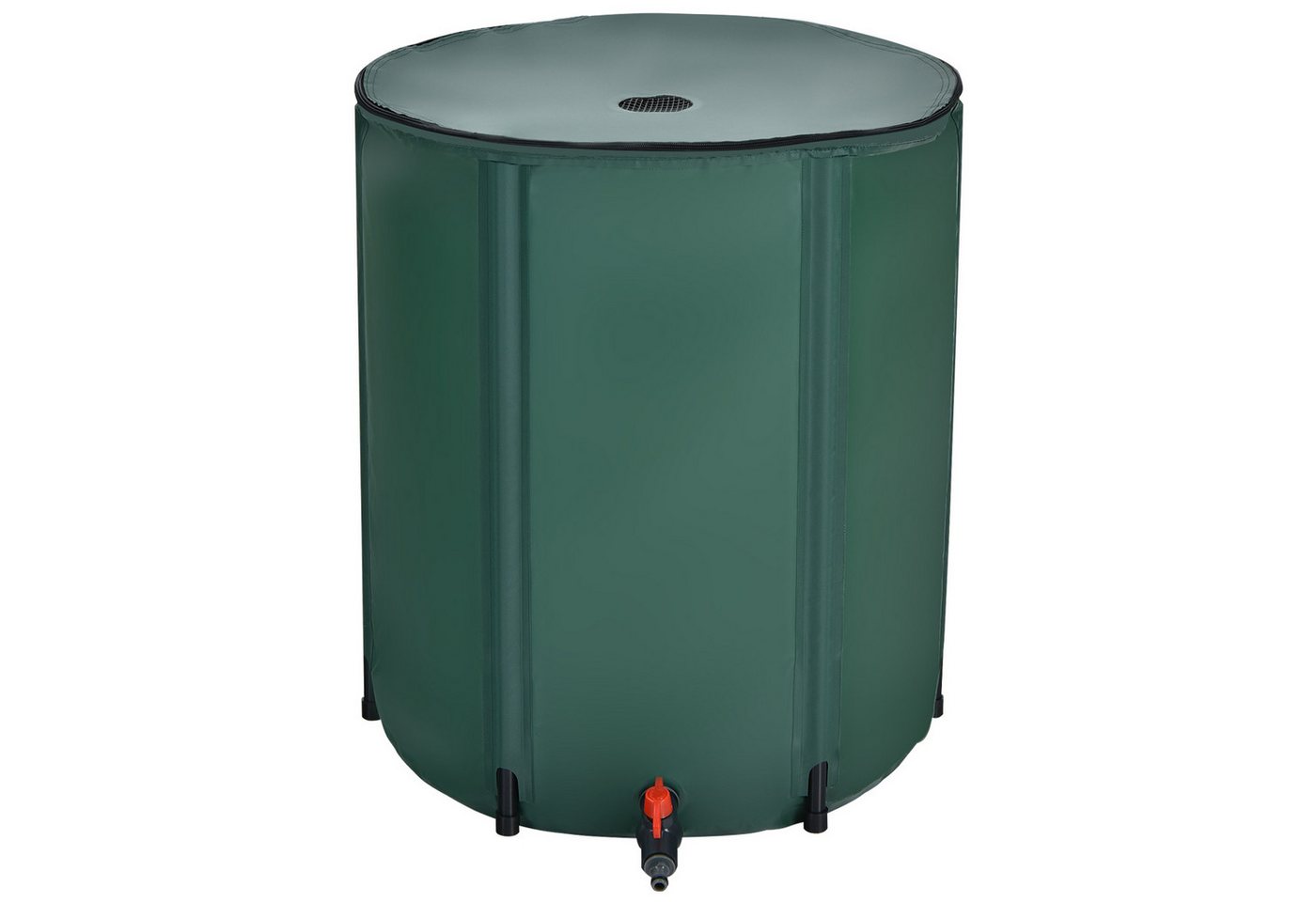 COSTWAY Regentonne 225L Regenwassertank, 60x60x80cm, Dunkelgrün, PVC-Rohr 1,6mm
