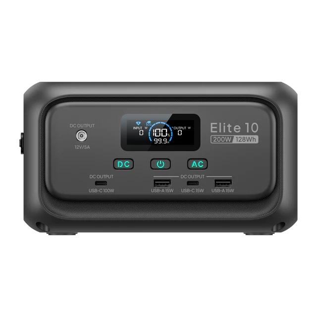 BLUETTI Elite 10 Mini-Powerstation, tragbar, 128-Wh-Akku mit 200-W-Wechselstromsteckdose und Schnellladung, Solargenerator für Camping und Reisen, Schwarz