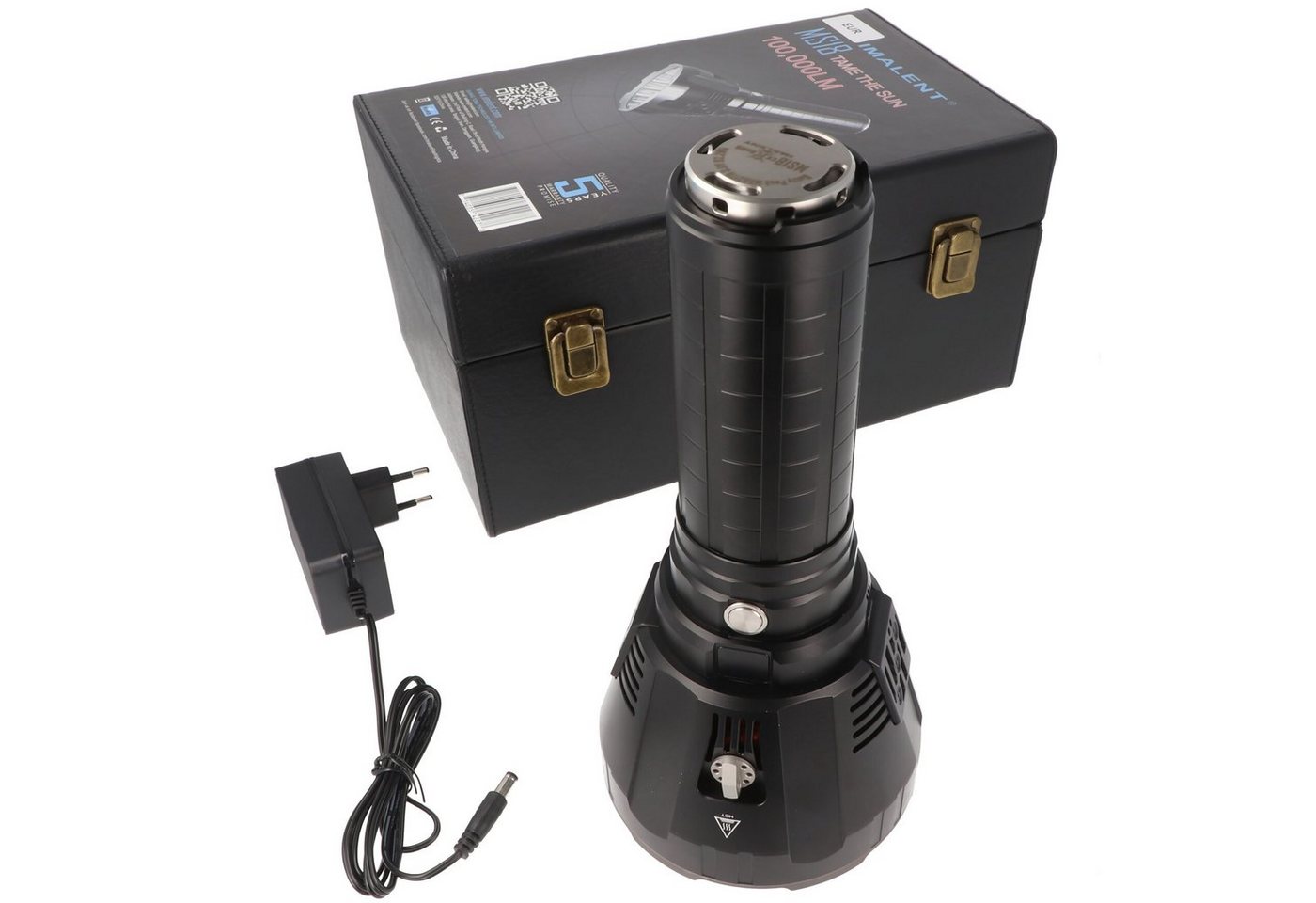 Imalent MS18, LED Taschenlampe mit 100.000 Lumen, wiederaufladbar, 1.350 m Leuchtweite, IP56, Aluminiumgehäuse