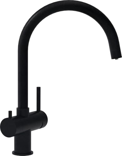 Schock Ares Küchenarmatur, Filterwasserarmatur mit Festauslauf, Schwarz, 360° Schwenkradius