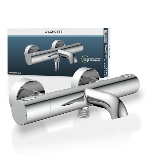 Schütte Thermostat Wannenfüllarmatur Los Angeles, Chrom mit Eco-Stopp-Funktion und Sicherheitssperre bei 38°C