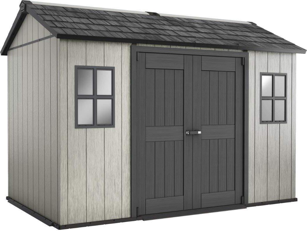 Keter Oakland 1175SDSD Gartenschuppen, DUOTECH-Wände in verwittertem Holz-Look, Anthrazit