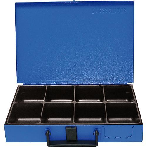 Dresselhaus Werkzeugkoffer, Metall-Sortimentskoffer mit 8 Fächern aus pulverbeschichtetem Stahlblech, blau, 335x240x58mm