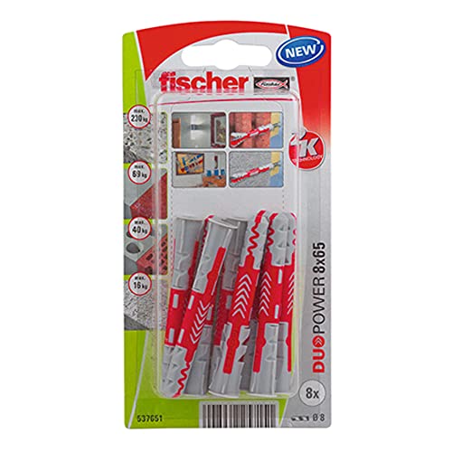 Fischer 537651 Blister Duopower, 8X65, Mehrfarbig