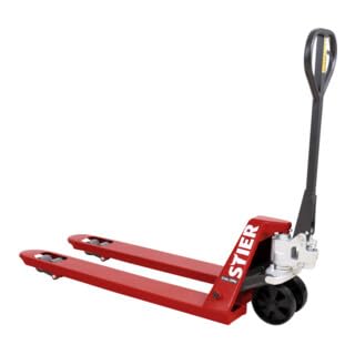 STIER Gabelhubwagen, Tragkraft 2500 kg, Gabellänge 1150 mm, Nylon-Reifen, Quicklift-Funktion, Handhubwagen mit Industrie-Stahlrahmen, wartungsarme Handhydraulik, Lenkeinschlag 210°
