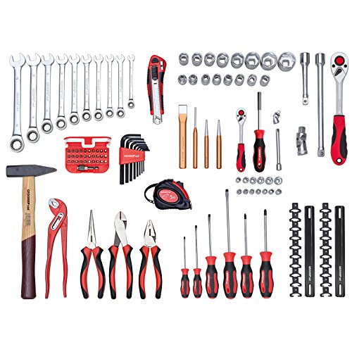 Gedore Red R21650108 Werkzeugkoffer ALL-IN, 108-teiliges Set aus dickwandigem ABS-Kunststoff mit Aluminiumrahmen und einer Vielzahl von Steckschlüsselwerkzeugen, rot