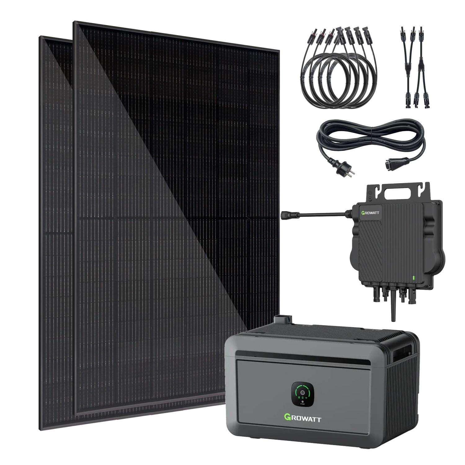 Vale Mini-PV 860-GW8-A Balkonkraftwerk, bifaziale Full-Black-Solarmodule mit 2.048 Wh Solarspeicher und App-Steuerung