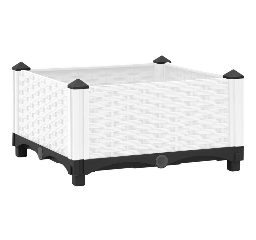 furnicato Hochbeet 40x40x23 cm Polypropylen, weiß - Stilvolles Rattan-Design, langlebiges Material, leicht zu montieren