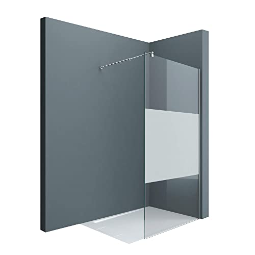 doporro Luxus Duschwand Duschabtrennung Bremen1MS 80x200cm Walk-In Dusche mit Stabilisator Echtglas 8mm ESG-Sicherheitsglas Klarglas Nanobeschichtung