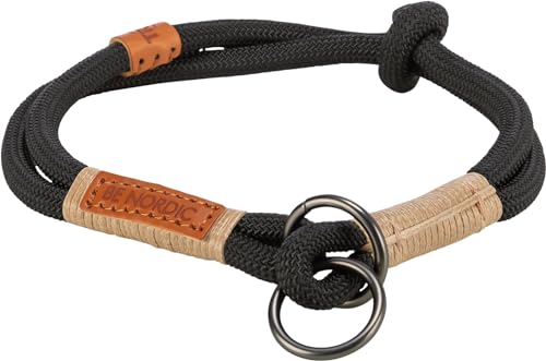 TRIXIE Zug-Stopp Hundehalsband BE Nordic S-M schwarz/Sand – bequemes Hundehalsband für kleine & mittelgroße Hunde mit Zugbegrenzung - robust & elegant – 17265