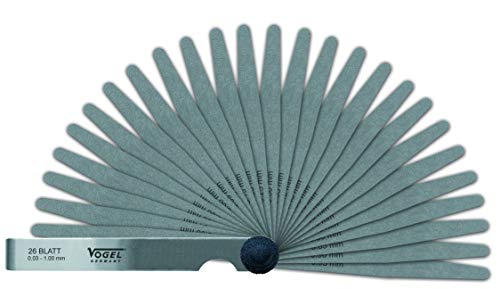 Vogel Germany Fühlerlehren-Satz (21 Blatt, Messbereich: 0.05 – 2,00 mm, aus gehärtetem Federstahl, konische Blattform, 100 mm lang) 411009