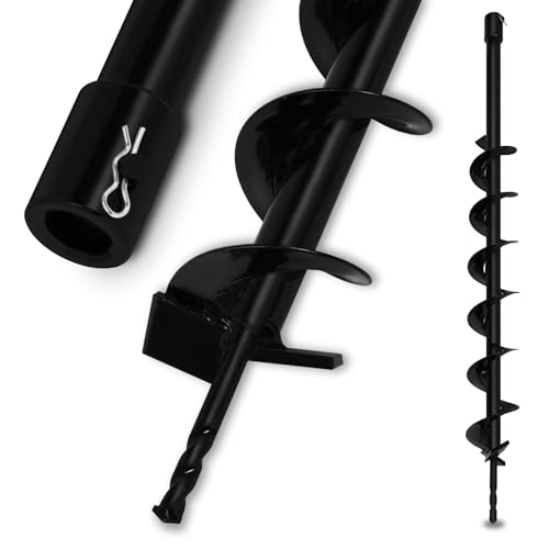 EBERTH Erdbohrer Gartenschnecke, 80 mm Durchmesser, 800 mm Länge, Aufnahme 20 mm, schwarz lackiert