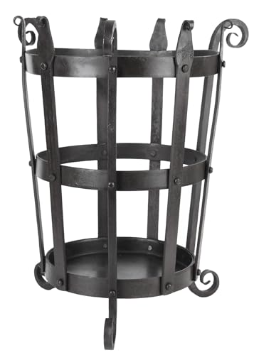 ULFBERTH® Geschmiedeter Feuerkorb aus Stahl - Authentische Feuerschale Lagerfeuer, Handarbeit in mittelalterlichem Design
