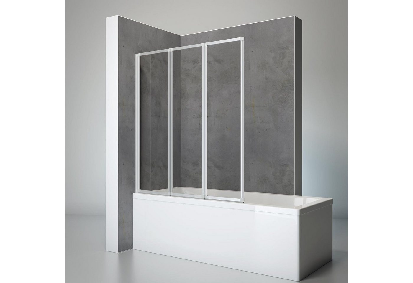 Schulte Badewannenfaltwand Well, 3 mm Sicherheitsglas, Falttür, BxH: 127 x 140 cm, Alu-Natur + ESG Klar Hell