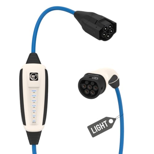 NRGkick Mobile Ladestation Pure Light 16A, Typ 2 Elektroauto Ladestation mit 11 kW Ladeleistung, 5m Kabel, robust und wetterfest