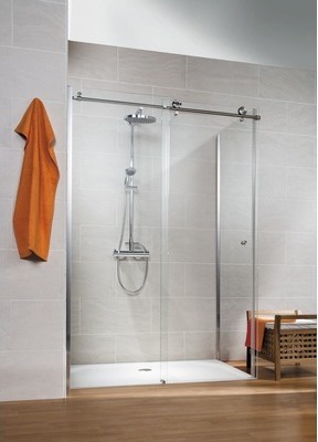 Schulte Schiebetür inkl. Seitenwand MasterClass 120x90 cm Anschlag links Klarglas 8 mm Einscheiben-Sicherheitsglas Profilfarbe chrom