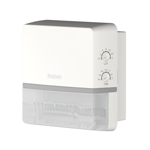 Theben TECTA D180 WH, Wandbewegungsmelder (PIR) für Außenbereich, Erfassungsbereich 180° mit 14 m Reichweite, permanente Lichtmessung, Unterkriechschutz, voreingestellt (weiß)