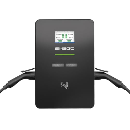EM2GO Duo Power Wallbox 11kW, EV Charger Typ 2 Steckdose, Auto Ladestation 2X 11kw, Wall Box mit intelligenter Steuerung, Ladestation Elektroauto inkl. Ethernet und WLAN - Preisvergleich