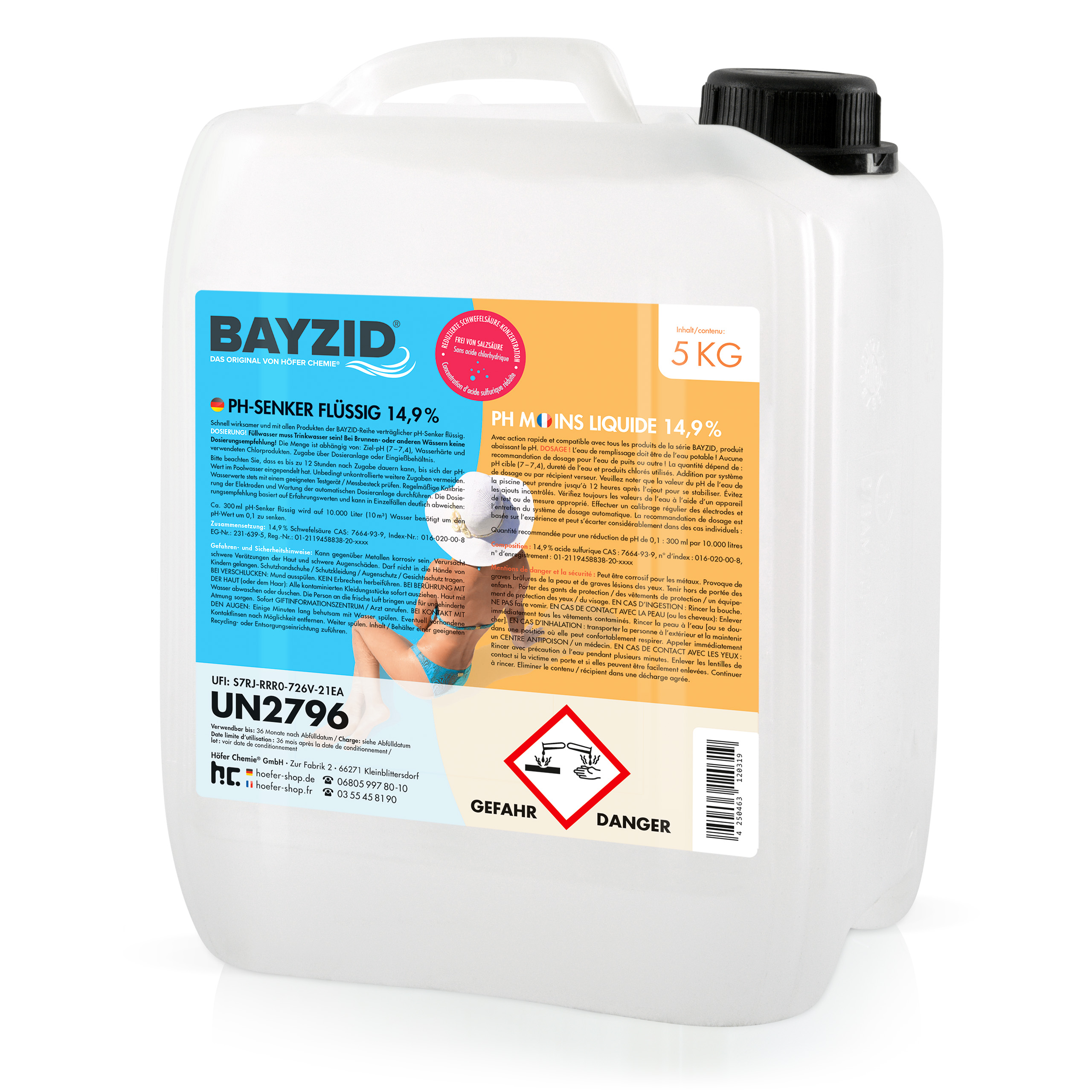 Höfer Chemie GmbH 1 x 5 kg BAYZID pH Minus flüssig 14,9%